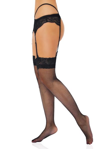 Net Stockings with Lace Top Black - 5
