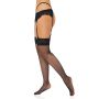 Net Stockings with Lace Top Black - 6