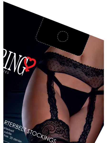 Satin T. Garterbelt Stockings Black - 10