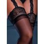 Satin T. Garterbelt Stockings Black - 4