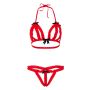 Peek-a-boo Ruffle Bra & Panty Red - 19