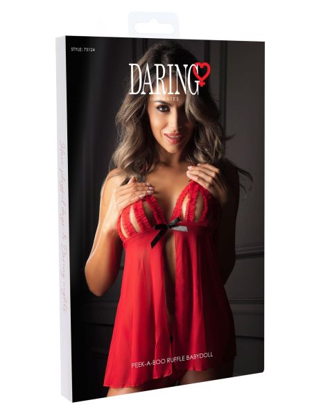 Peek-a-boo Ruffle Babydoll Red - 8