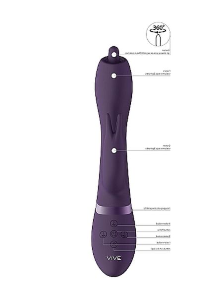 Wibrator Nilo - Pinpoint Rotating G-spot Rabbit - Purple - 12