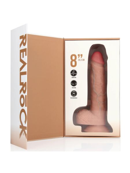 Vibrating and Rotating Straight Cock with Balls - 8 / 20,5 cm - Flesh - 4