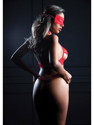 3PC Bra, Panty and Blindfold Red - image 2
