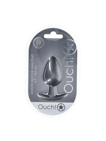 Smooth Silicone Anal Plug - Large - 3.5" / 8,9 cm - Gunmetal - 2